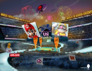 Mario faces off against Wario in another stage.