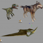 T-Rex, Wolf, Dino Bat